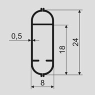 Плакатний профіль №24 (планки для плакатів та банерів). Схема розмірів.